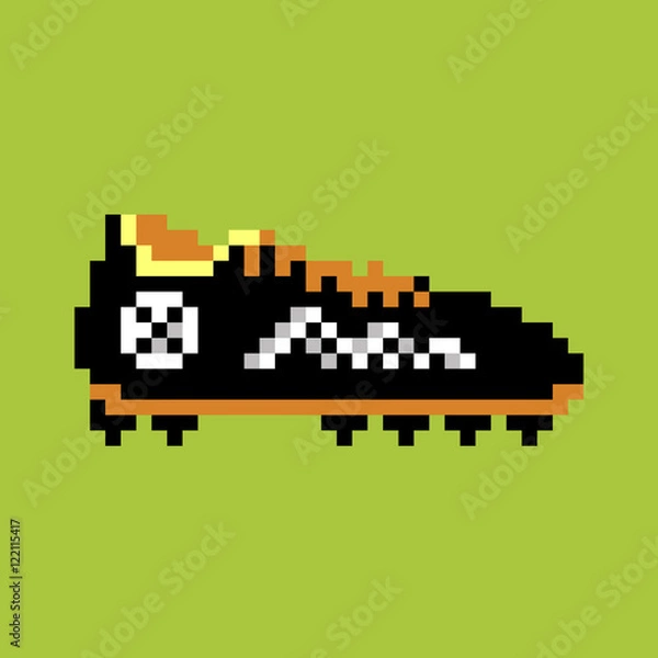 Fototapeta Pixel football boot, pixel-art vector