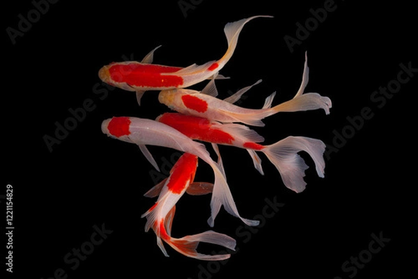 Obraz Koi fish isolated on a black background. Fish in the aquarium
