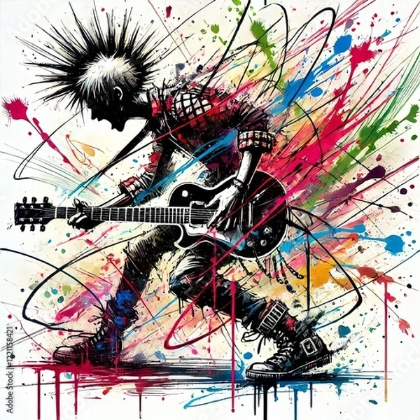 Obraz Expressive Guitarist in Vibrant Colors