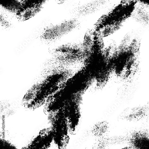Fototapeta Seamless abstract pattern. Simple background with black, white texture. Digital brush strokes background. Design for textile fabrics, wrapping paper, background, wallpaper, cover.