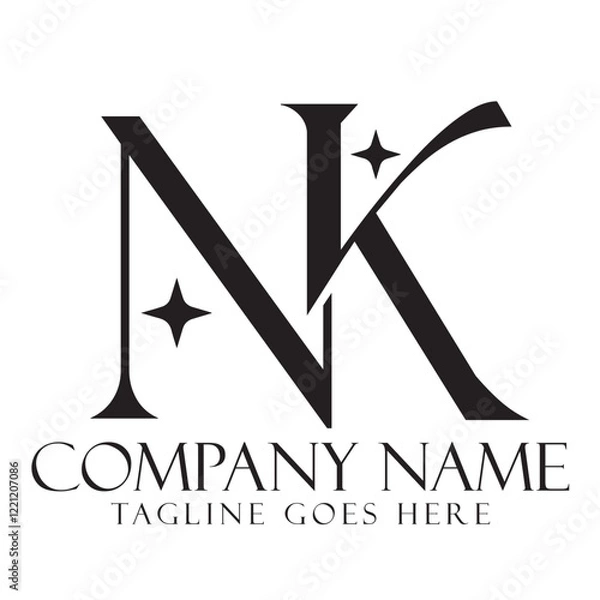 Obraz Letter NK or KN vector logo design for luxury and startup. 標誌設計, ロゴデザイン, Diseño de logotipo
