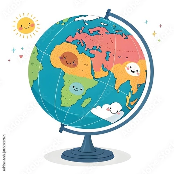 Fototapeta globe vector for kids isolated on white back ground with different countries on the globe vector