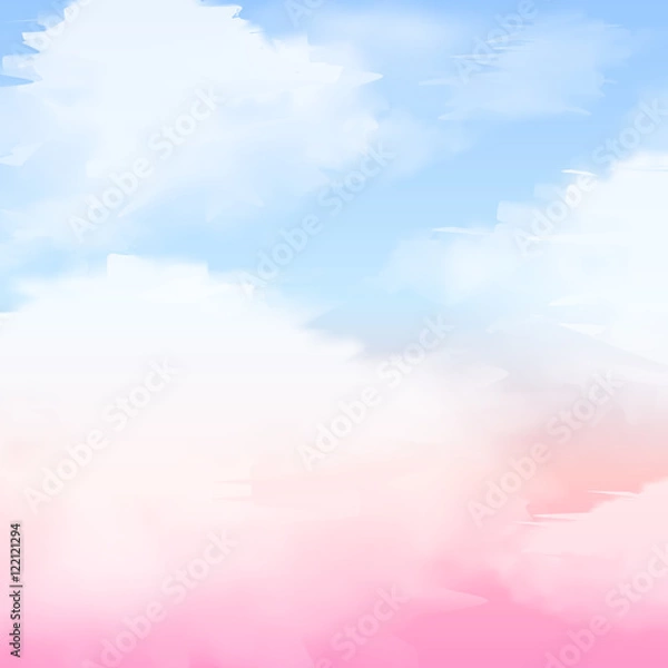 Fototapeta Watercolor abstract background of sky with clouds