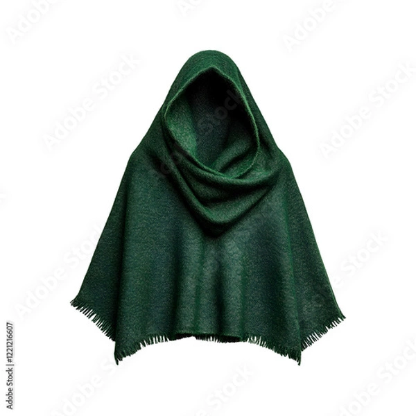 Obraz Warm Woolen Poncho in Deep Green Isolated on Transparent Background