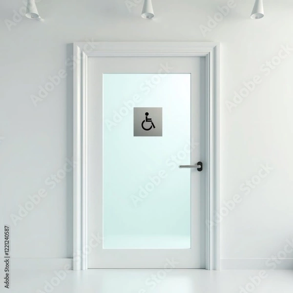 Fototapeta Accessible Restroom Door with Universal Symbol of Access, Modern and Clean
