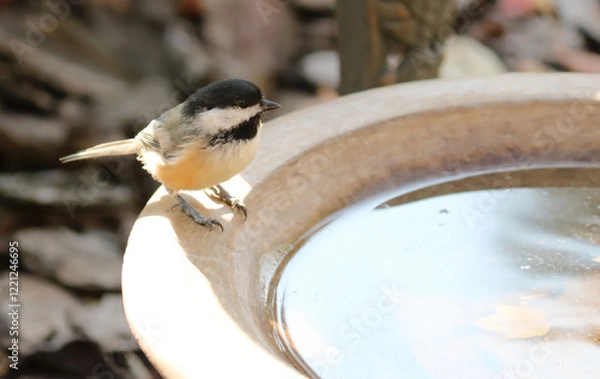Obraz Chickadee on birdbath