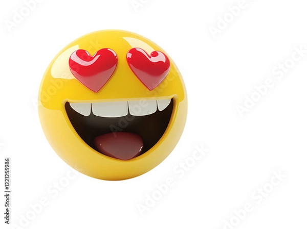 Fototapeta 3D emoji with heart-shaped eyes smiling