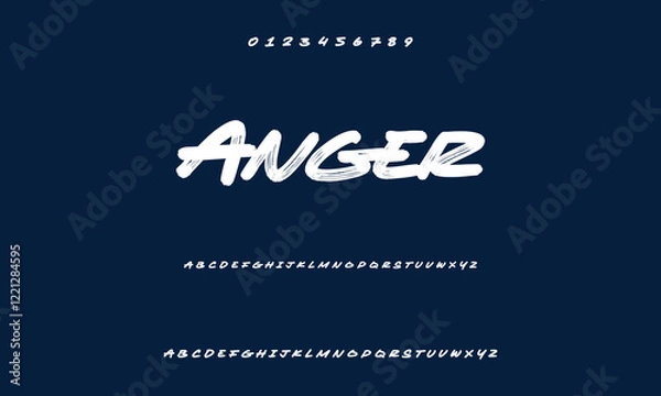 Obraz Hardest Brush Font. Hand Lettering Sketch Font. Vector Alphabet