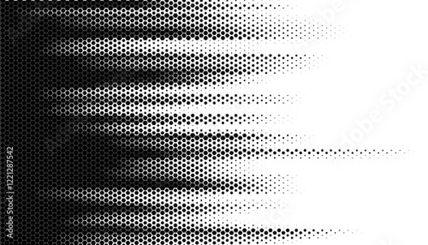 Fototapeta Black and white transition background pattern. Abstract pattern transition for backgroud, jersey pattern. Smooth disappear effect with hexagon shapes. Vector Format Illustration. EPS10	