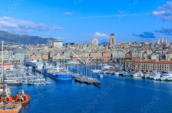Obraz Genoa cityscape in Italy: view of Old Port.