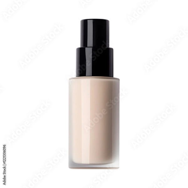 Fototapeta Glass Pump Bottle of Foundation Isolated on Transparent Background