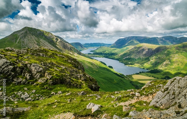 Fototapeta The view from Haystacks overlooking Buttermere, The Lake District, Cumbria, England