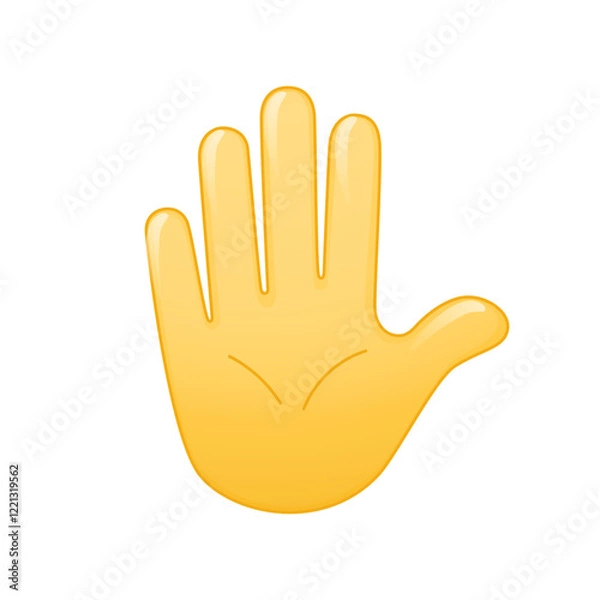 Fototapeta Raised hand emoji vector illustration. Hand with Fingers Splayed Gesture Emoticon. Emoticon showing deny or refuse hand