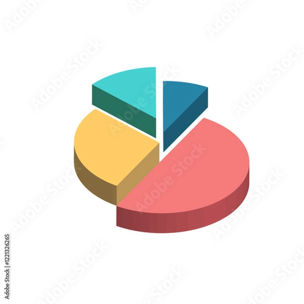 Fototapeta A creative set of 3D pie charts and segmented diagrams representing market segmentation, data analysis, and customer demographics. Ideal for business presentations and marketing visuals.