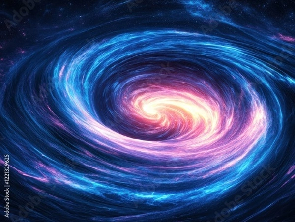 Fototapeta Vibrant abstract swirling galaxy particles digital cosmos futuristic visuals energetic environment cosmic perspective