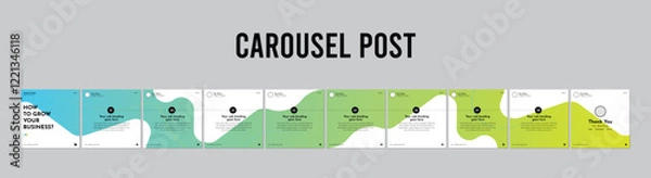 Fototapeta Set of Linkedin Carousel Post, editable social media Instagram carousel post, modern and creative business carousel post template, eps 10.