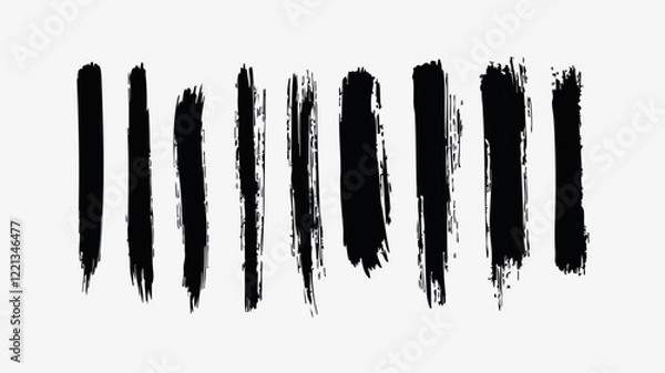Fototapeta Set of black brush strokes on a white background. Vector illustration, Suitable for use as a texture, background, design element, for creating abstract compositions