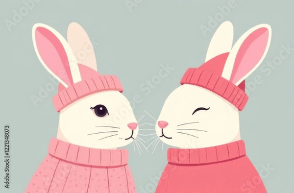 Fototapeta bunnies in hats