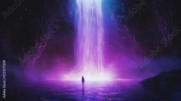 Fototapeta 82. An enchanted glowing waterfall cascading through an ethereal magical landscape