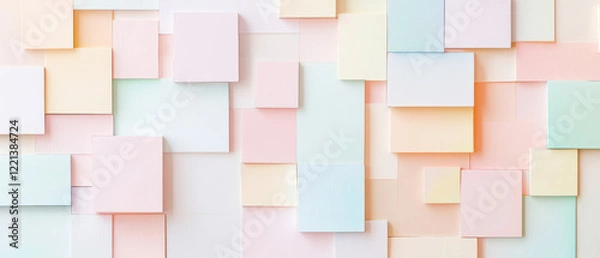 Fototapeta Abstract composition featuring pastel colored squares and rectangles