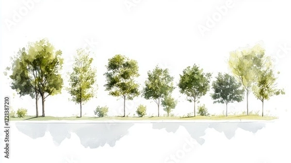 Fototapeta Green Tree Plants for Landscape Elevation and Background Environment Concept Design