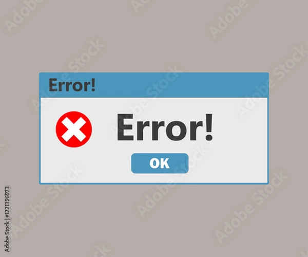 Fototapeta Error message  websites, computer error. Cancel button on white background. Vector illustration.