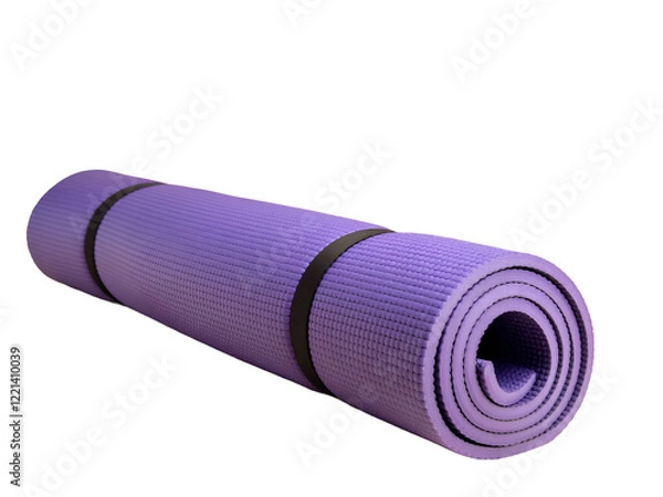 Fototapeta Rolled-Up Yoga Mat with Strap, Isolated on Transparent Background, Perfect for Fitness, Wellness, and Exercise Content