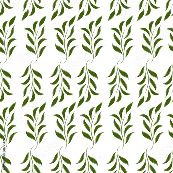 Fototapeta Nature seamless pattern of green branches with leaves