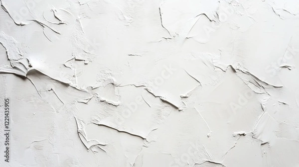 Fototapeta A Textured White Surface Featuring Abstract Patterns Created by Thick Plaster Showing a Unique Artistic Quality and Depth in the Design