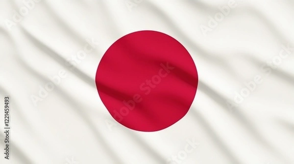 Fototapeta A digital 3D model of the flag of Japan waving in the wind