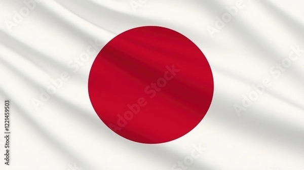 Fototapeta A digital 3D model of the flag of Japan waving in the wind