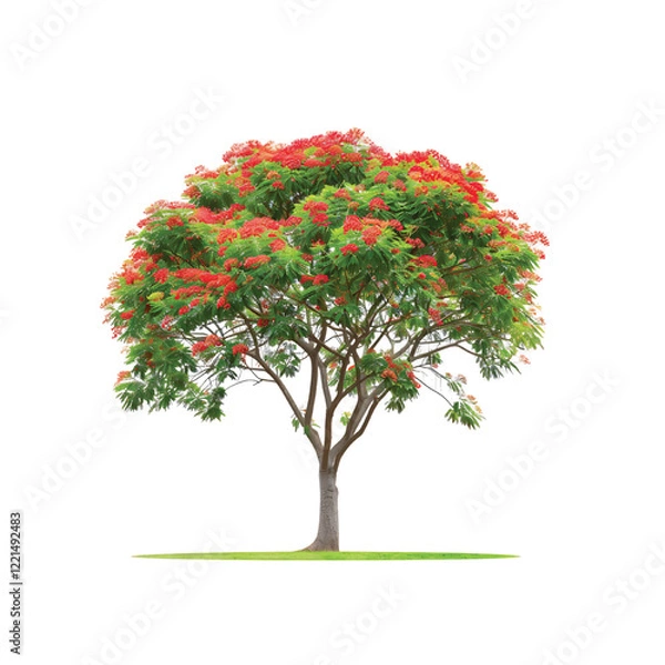 Fototapeta Delonix Regia Tree on Transparent Background. Vector illustration