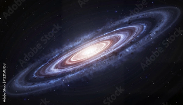 Fototapeta Galactic spiral with glowing outlines, cosmic mystery and wonder