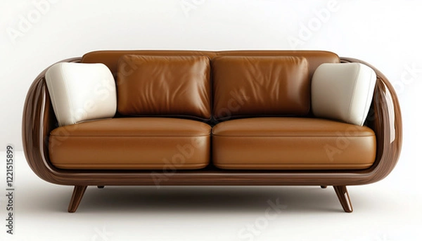 Fototapeta Modern sofa design showcasing luxurious colors and elegant style against a white background in hyper realistic detail