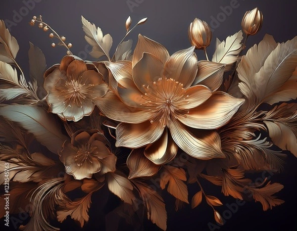 Fototapeta Hintergrund kupferfarbene Blumen