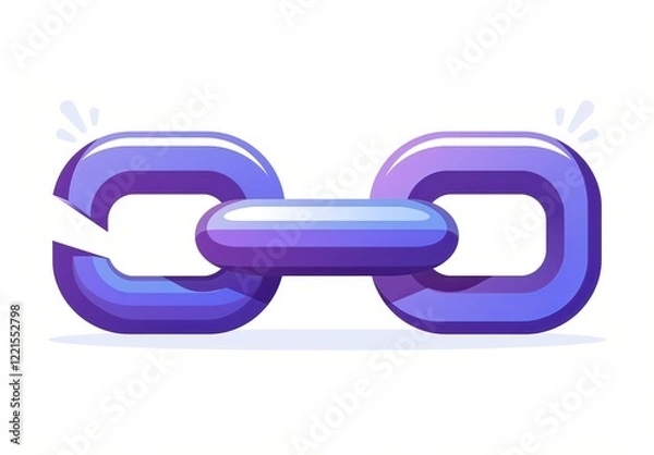 Fototapeta broken chain icon with a thick broken link, symbolizing the disruption of balance or harmony between two people due to sinister flute playing. 