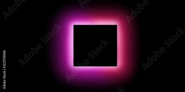 Fototapeta Neon Square with Soft Texture andpurple and pink glow – Modern Abstract Light Graphic with grainy texture on Black bakcground for wallpapers or headers
