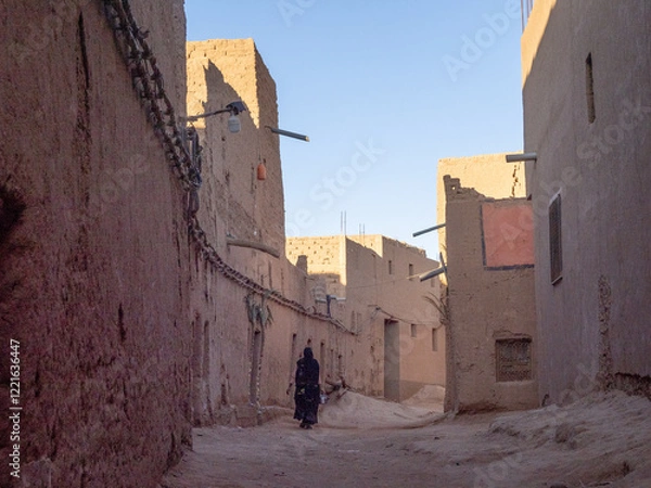 Obraz Street view inside the Kasbah at M'Hamid, Morocco