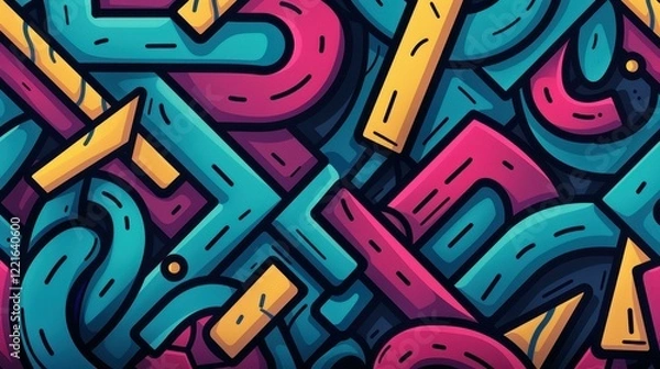 Fototapeta Bold and vibrant graffiti lettering brings an urban edge to any design, capturing a youthful and rebellious spirit.