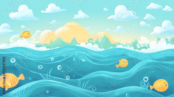 Fototapeta Fish in the ocean. Ocean Falls. Illustration