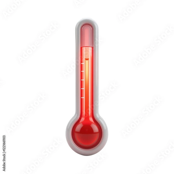 Fototapeta Red liquid filled thermometer shows high temperature Isolated on Transparent Background