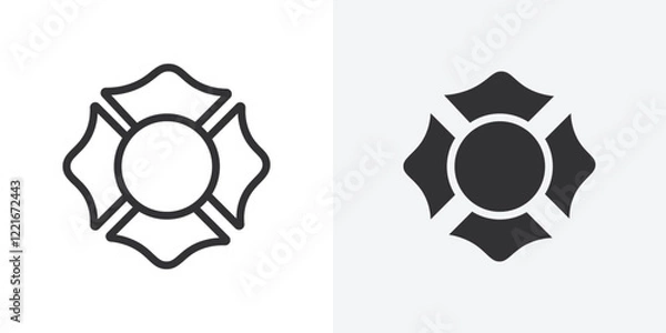 Fototapeta Blank Fire Department badge icon Outline vector sign