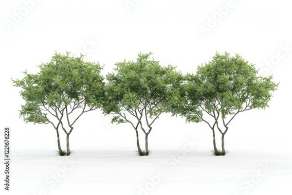 Obraz Premium Quality Visual of 3D Illustration Wall Trees Isolated on White Background
