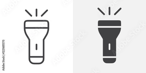 Obraz Flashlight icon Outline vector sign