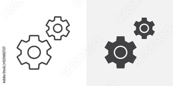 Obraz Gears icon Outline vector sign
