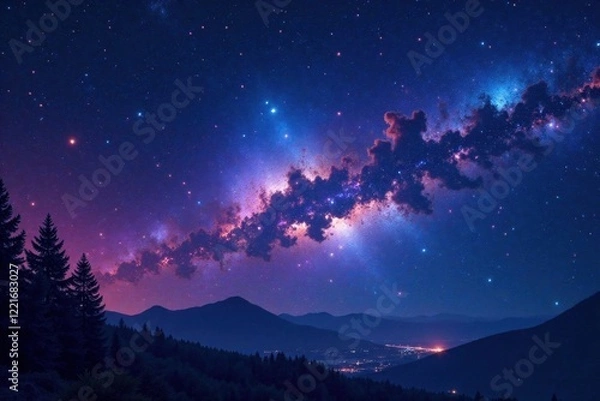 Fototapeta Cosmic Night Sky with Shooting Stars, space, galaxy, night