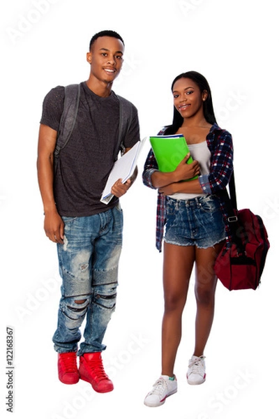Fototapeta Happy smiling students standing together
