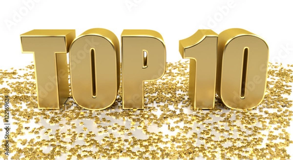 Fototapeta TOP 10 - with stars on white background - High quality 3D Render