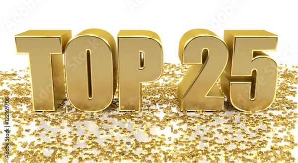Obraz TOP 25 - with stars on white background - High quality 3D Render
