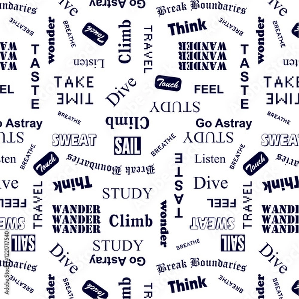 Obraz Sporty and travel words pattern